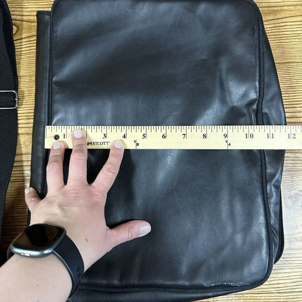 Ben‎ Sherman Faux Leather Messenger Bag Laptop Bag Black 16x12”